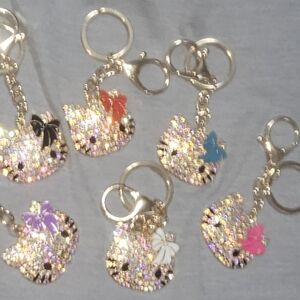 NEW Hello Kitty Rhinestone Bling Keychain Bag‎ Charm